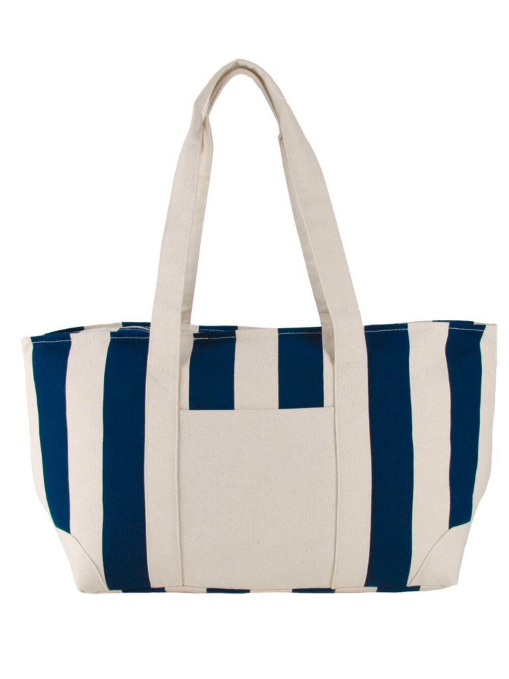100% Cotton Striped Canvas Large Tote Beach or Overnight Bag